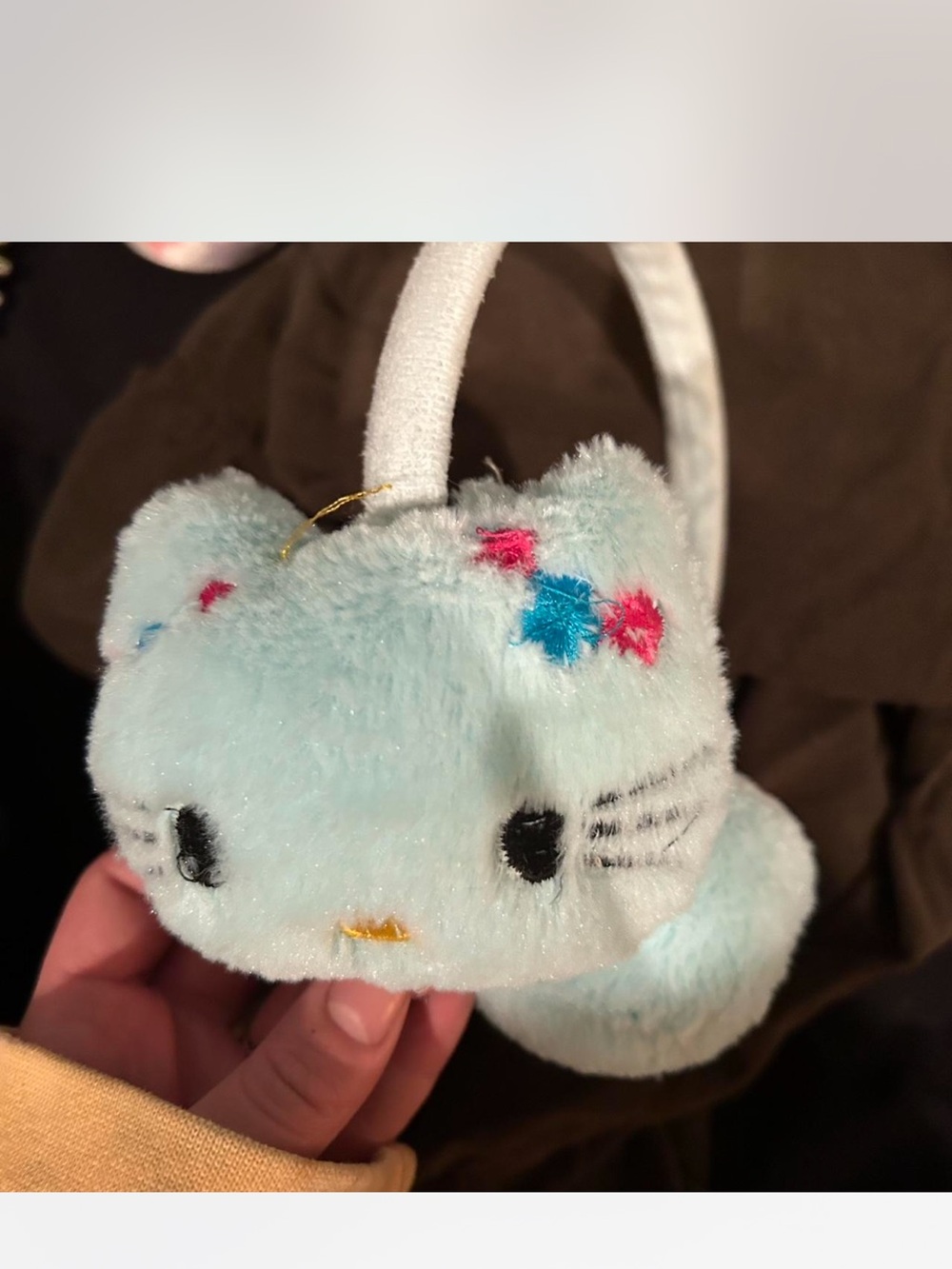 Light Blue Plush Cat Earmuffs -  Accessories